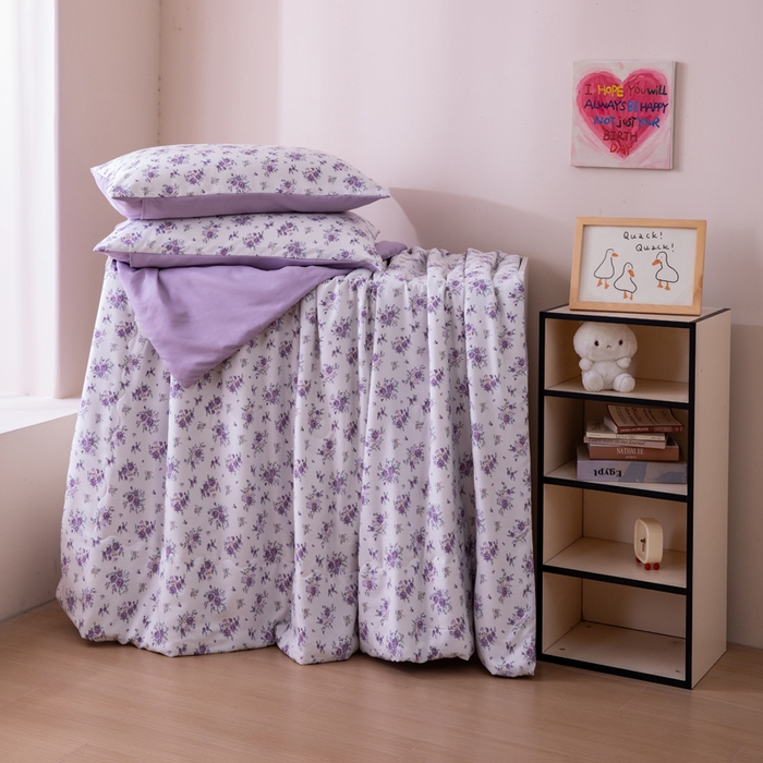 91家纺网 家纺一手货源 找家纺 南北家居 2025新款针织棉双层纱夏被四件套 芬芳物语