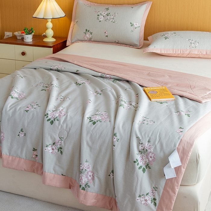 91家纺网 家纺一手货源 找家纺 晨晨家纺2025新款双面全棉床盖款三件套 寻芳