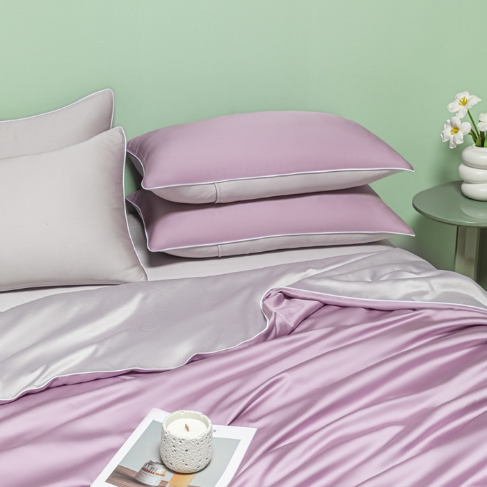 91家纺网 家纺一手货源 找家纺 爱彼家纺 2025夏季新款麻绳款冰丝夏被夏凉被空调被四件套-风格一 麻绳款夏被-风信紫+青灰