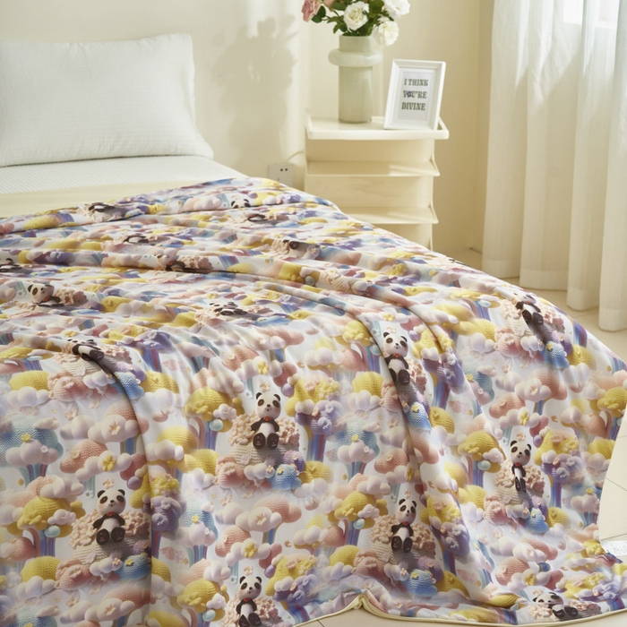 91家纺网 家纺一手货源 找家纺 子由家居 2025新款5D凉感大豆夏被 5D-彩虹熊猫