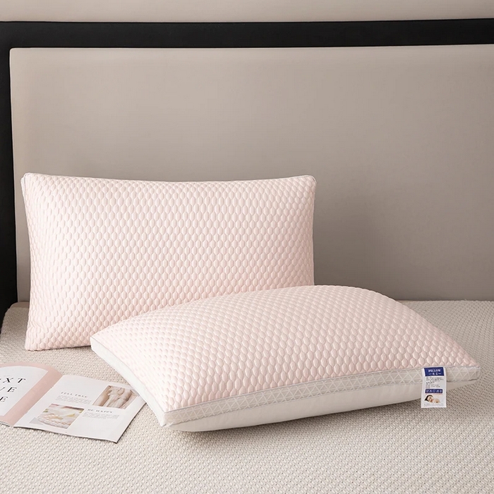 91家纺网 家纺一手货源 找家纺 亦帆枕芯  2025新款夏季凉感豆豆冰丝枕透气网边立体枕头枕芯 粉色高枕一对