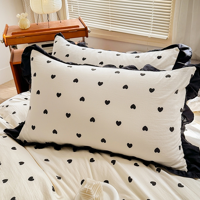 91家纺网 家纺一手货源 找家纺 佳一家纺 2025新款亲肤水洗棉四件套系列 爱心点点