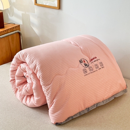 百花王2025新款泡泡棉纯色简约升级款大豆被子被芯 原棉大豆被泡泡升级款 -粉色