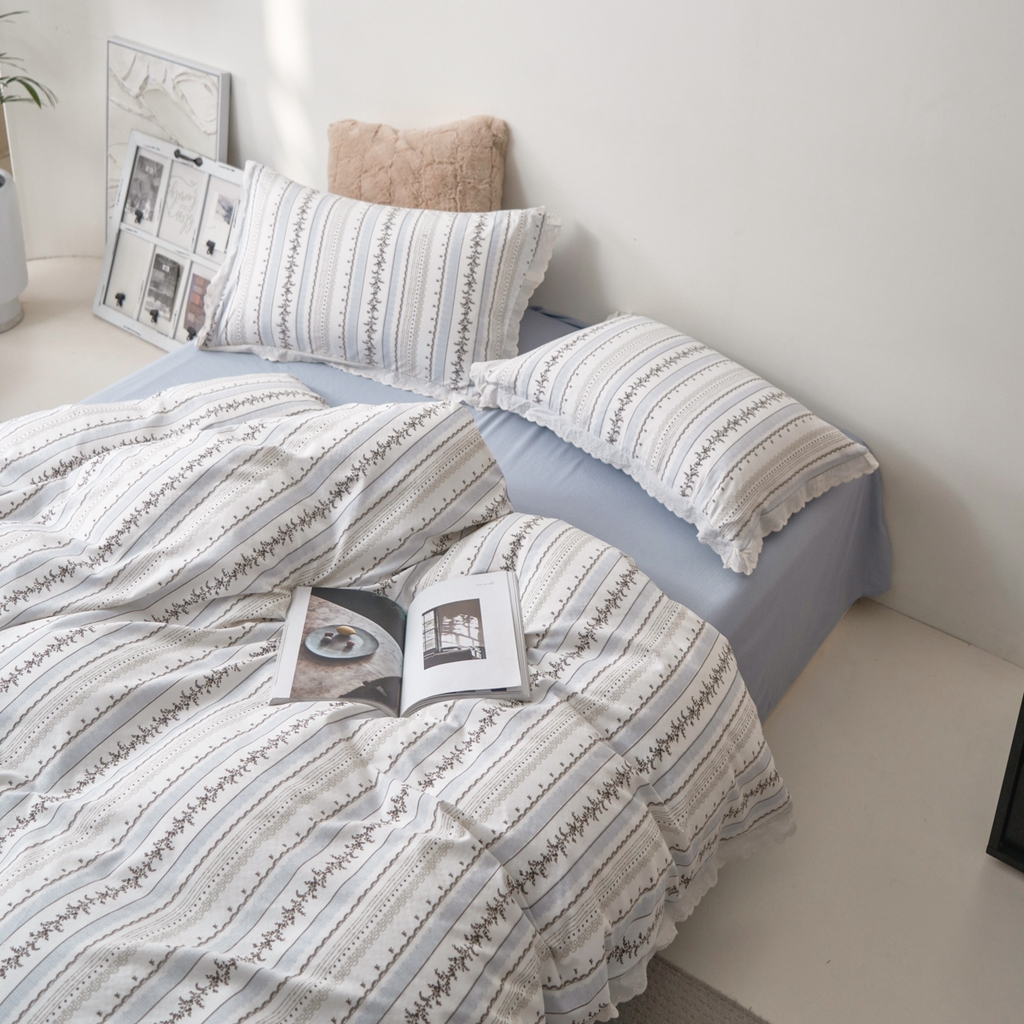 91家纺网 家纺一手货源 找家纺 漫仙阁家纺 2025新款双层纱花边款韩版四件套 茶野