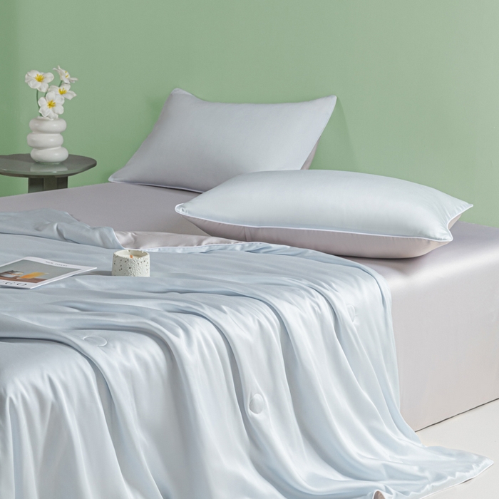 91家纺网 家纺一手货源 找家纺 爱彼家纺 2025夏季新款麻绳款冰丝夏被夏凉被空调被四件套-风格二 麻绳款夏被-碧湖兰青灰