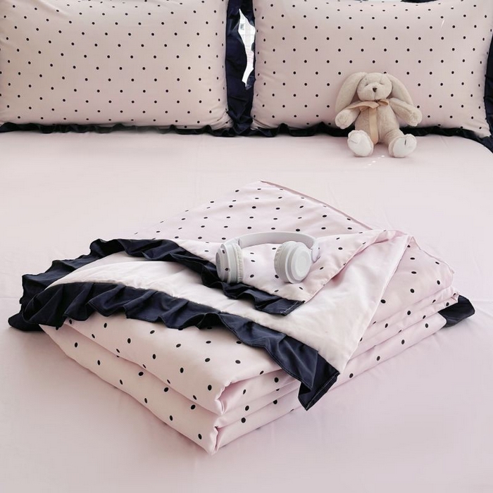 91家纺网 家纺一手货源 找家纺 绣女坊  2025新款水洗天丝夏被四件套 粉色圆点