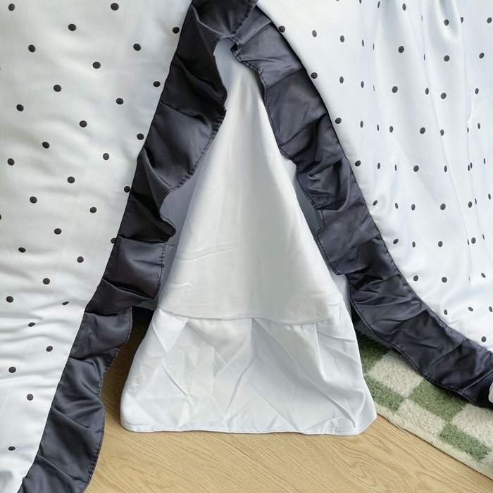 91家纺网 家纺一手货源 找家纺 绣女坊  2025新款水洗天丝夏被四件套 蓝色圆点