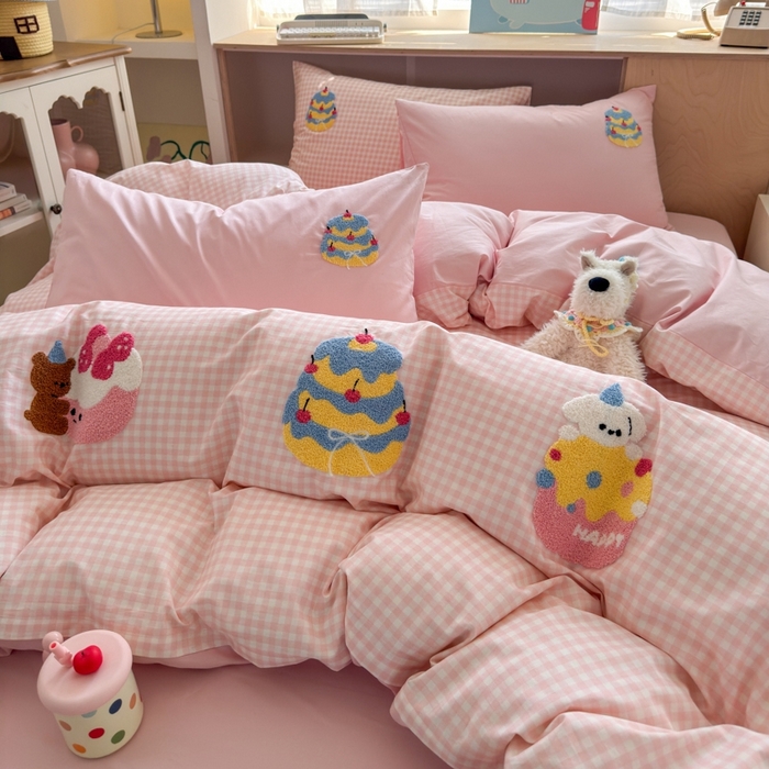 91家纺网 家纺一手货源 找家纺 如意朵2025新款全棉毛巾绣四件套 小甜品