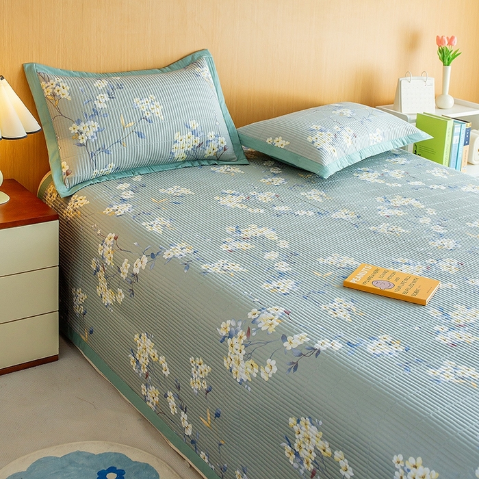 91家纺网 家纺一手货源 找家纺 晨晨家纺2025新款双面全棉床盖款三件套 青棠