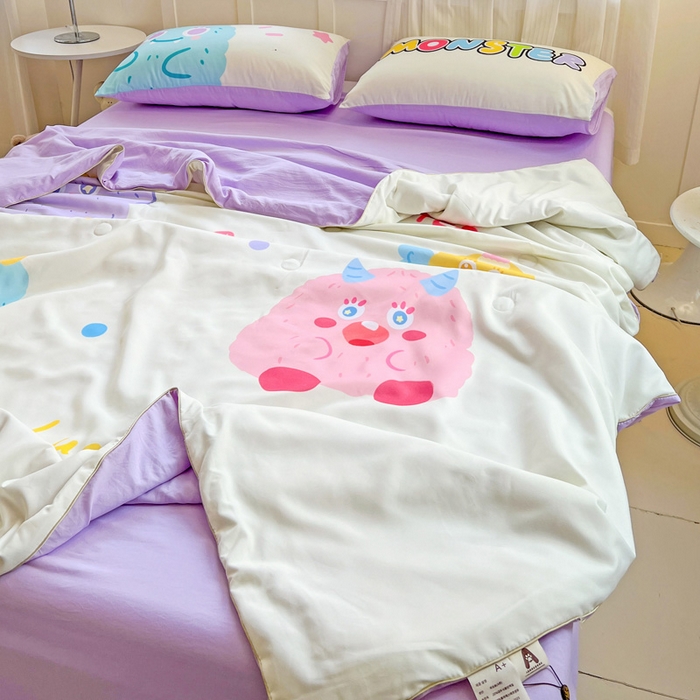 91家纺网 家纺一手货源 找家纺 海岛哥哥 2025新款水洗棉大版卡通夏被 幸运小乖