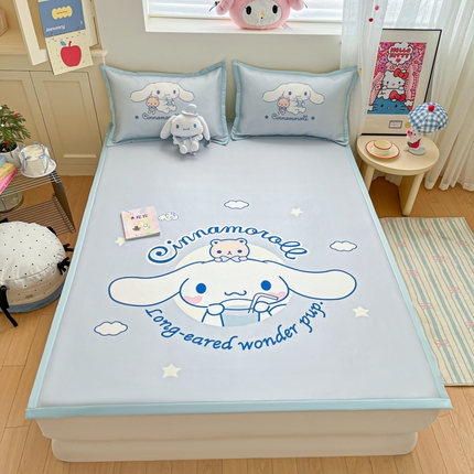 桃子家居 2025新款A类三丽鸥授权数码印花中分子1200D凉感冰丝宽边凉感软席席子 冰丝席-云朵大耳狗