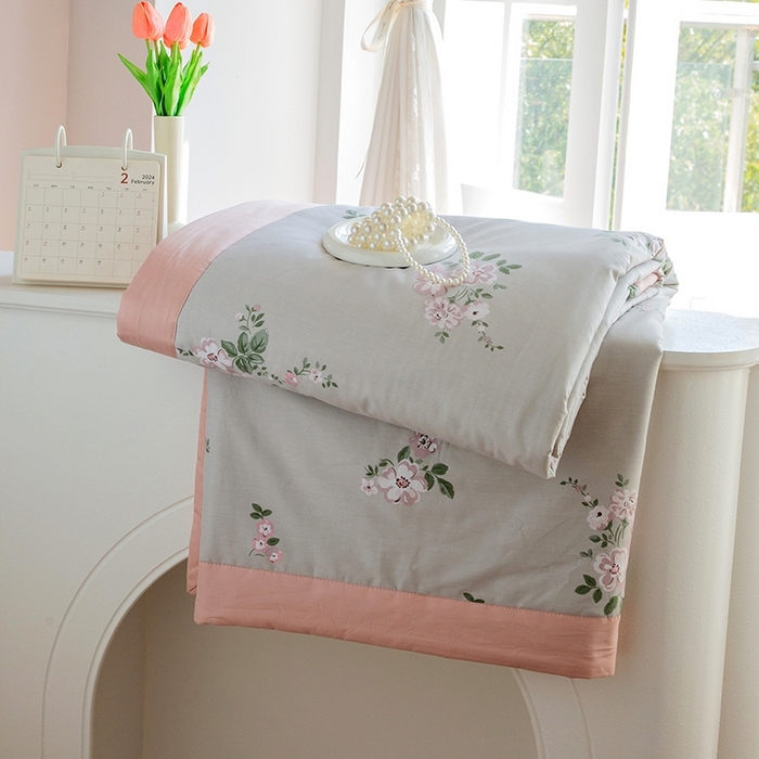 91家纺网 家纺一手货源 找家纺 晨晨家纺2025新款双面全棉夏被四件套 寻芳