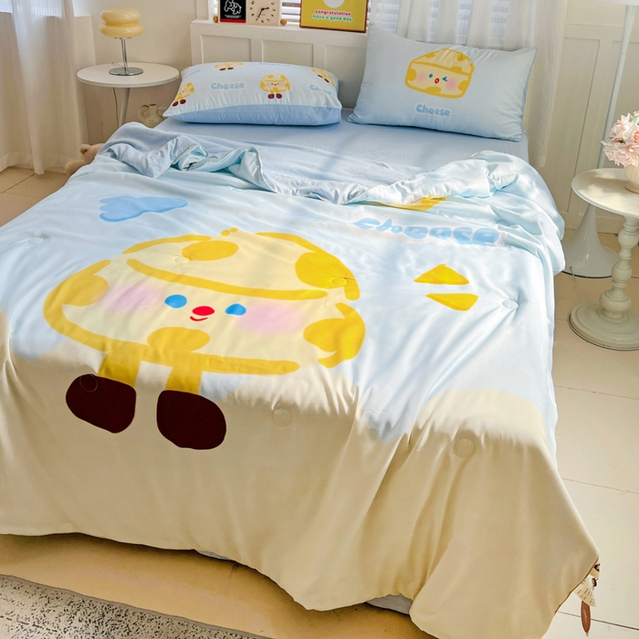 91家纺网 家纺一手货源 找家纺 海岛哥哥 2025新款水洗棉大版卡通夏被 黄油芝士