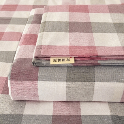 金泰莱 2025新款色织老粗布床单老粗布凉席三件套 花格