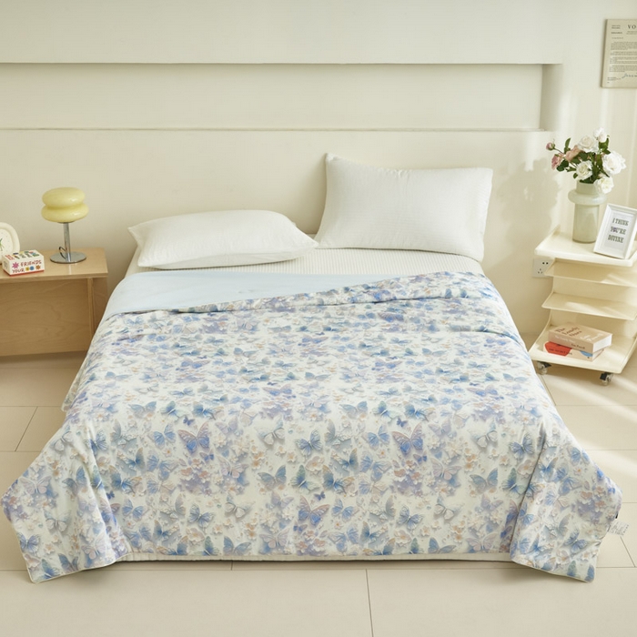 91家纺网 家纺一手货源 找家纺 子由家居 2025新款5D凉感大豆夏被 5D-翡翠蝴蝶