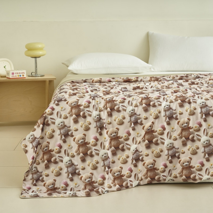 91家纺网 家纺一手货源 找家纺 子由家居 2025新款5D凉感大豆夏被 5D-兔兔熊