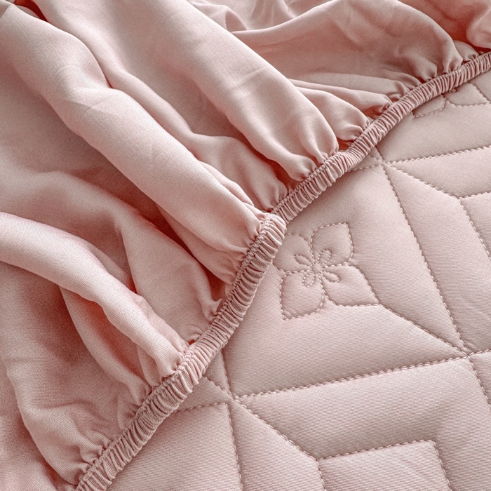 91家纺网 家纺一手货源 找家纺 云雀   2025新款舒适莱赛尔天丝夹棉床笠 菱格床笠-豆沙