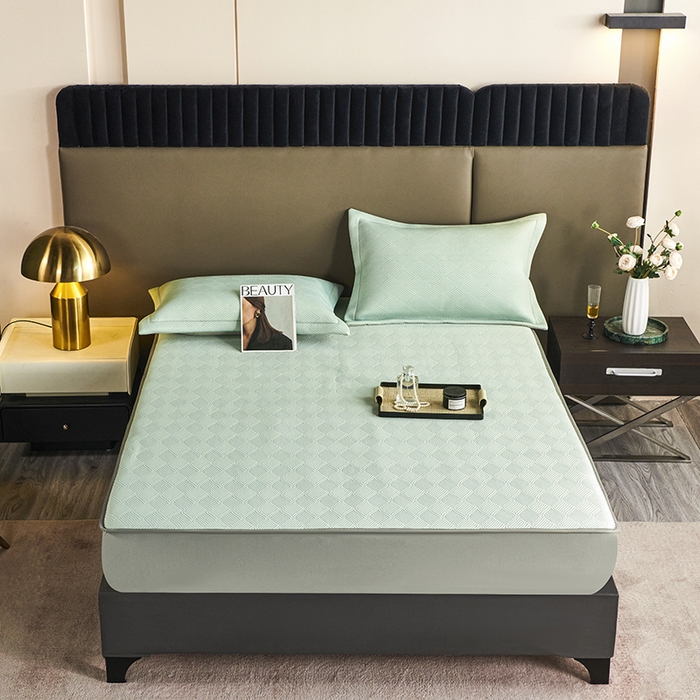 91家纺网 家纺一手货源 找家纺 桂雅居 2025新款高科技冷凝高分子超速凉感软席三件套 抹茶绿