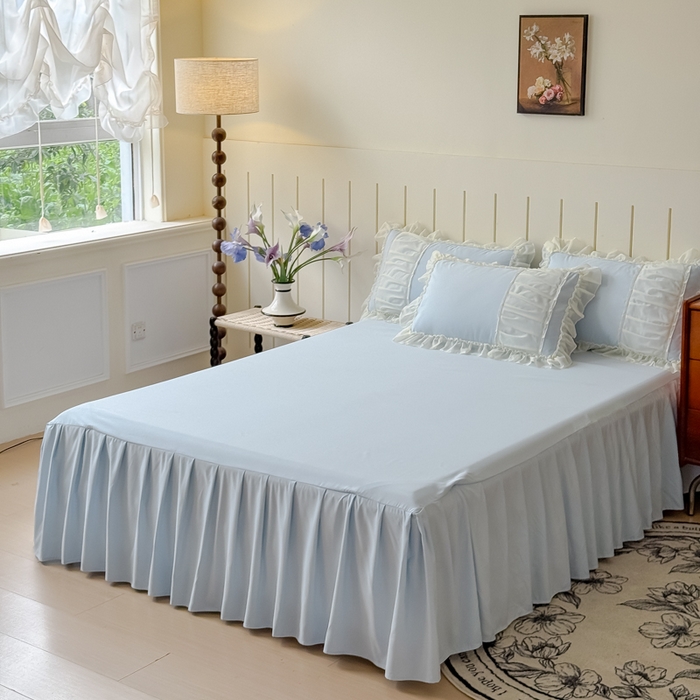 91家纺网 家纺一手货源 找家纺 狂想家 2025高定蕾丝糯小棉安妮系列四件套 晴空兰