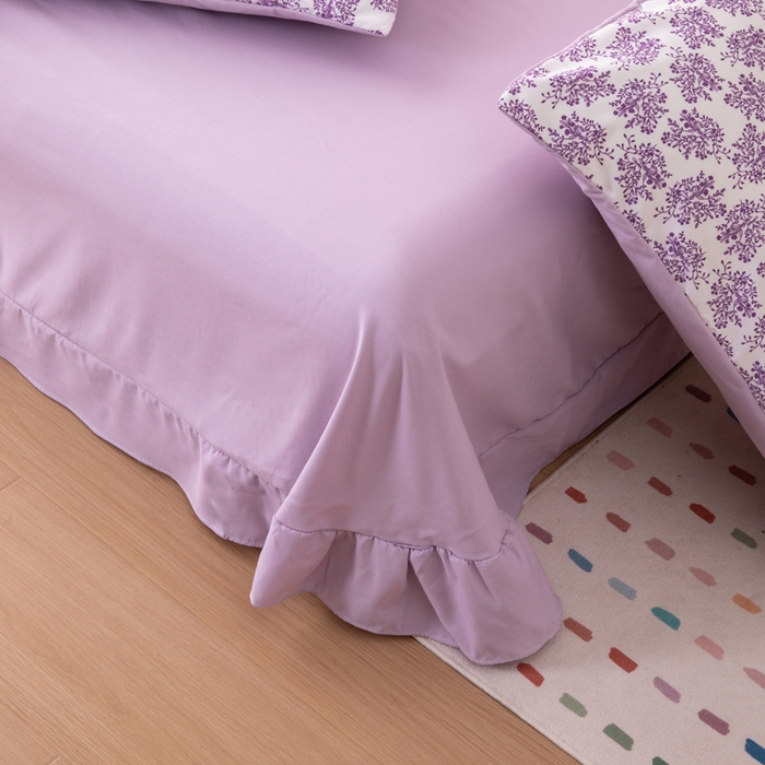 91家纺网 家纺一手货源 找家纺 南北家居 2025新款针织棉双层纱夏被四件套 幻紫蝶影