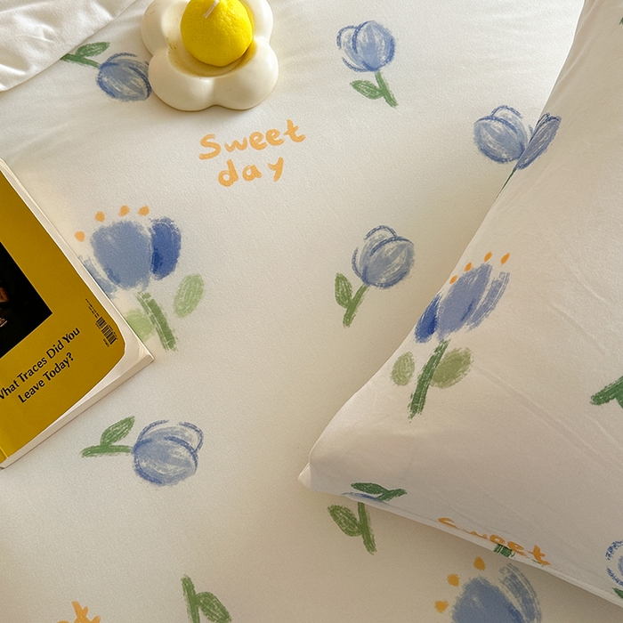 91家纺网 家纺一手货源 找家纺 麦伦家居 2025新款云柔针织棉大豆夏凉被 蓝郁金香