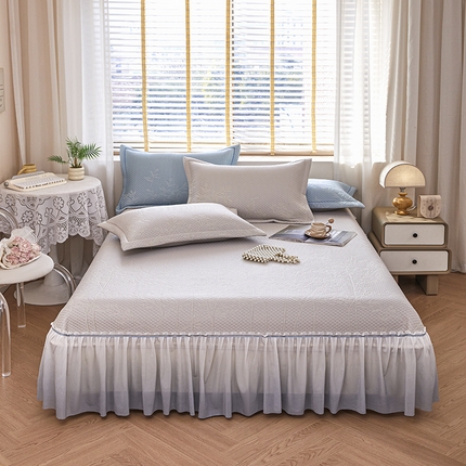 桂雅居 2025春夏新款高分子凉席三件套床裙款 优雅灰