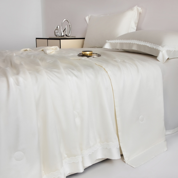 91家纺网 家纺一手货源 找家纺 桂雅居2025新款80支进口莱赛尔双丝夏被-达芙妮 象牙白