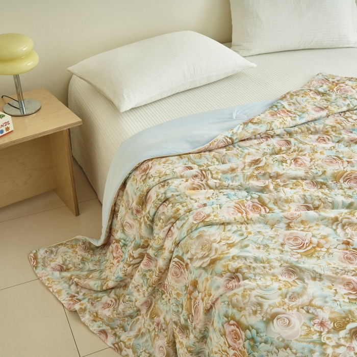 91家纺网 家纺一手货源 找家纺 子由家居 2025新款5D凉感大豆夏被 5D-玫瑰绿