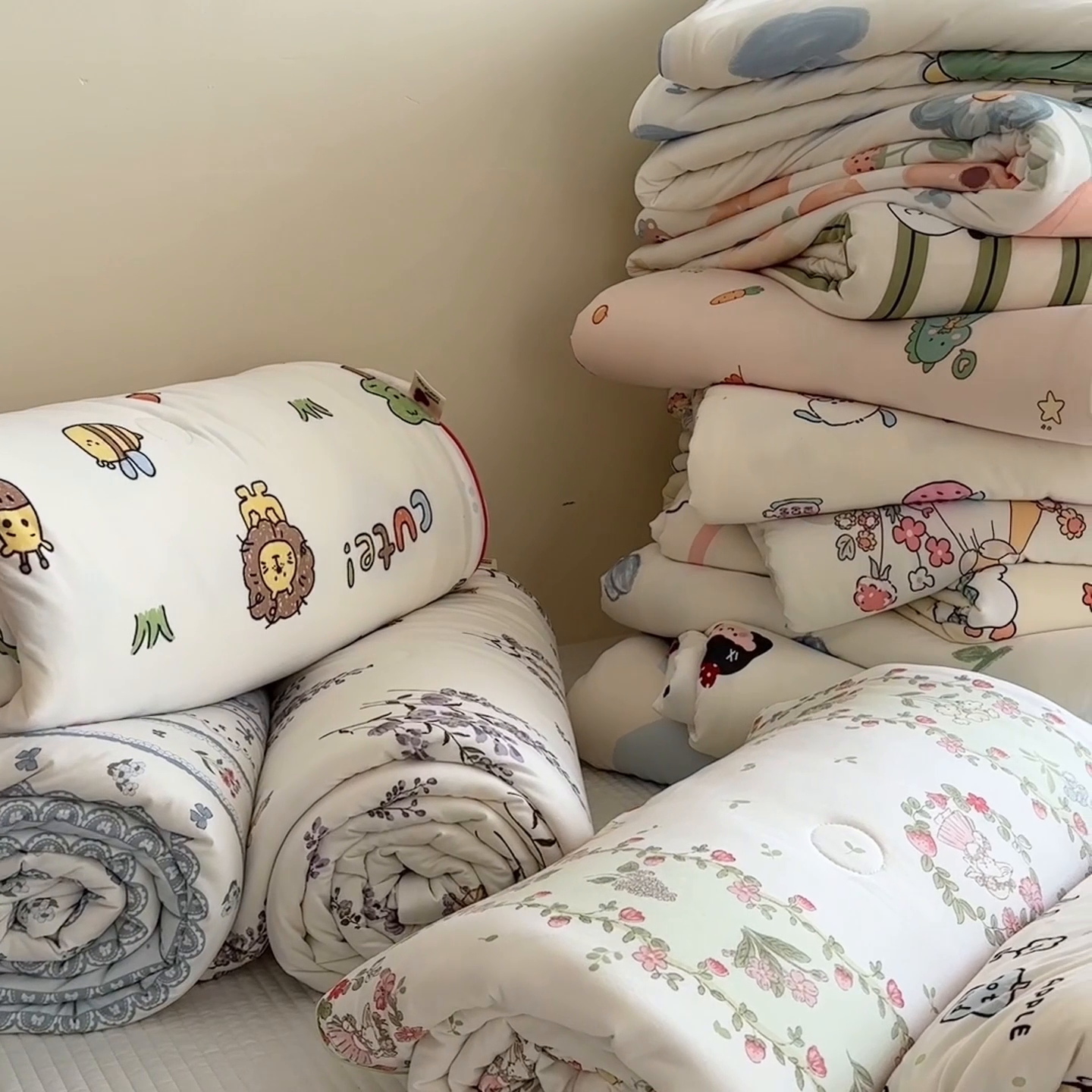 91家纺网 家纺一手货源 找家纺 麦伦家居 2025新款云柔针织棉大豆夏凉被 樱桃画