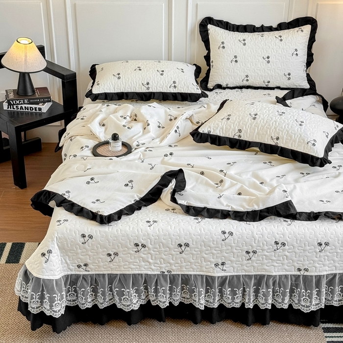 91家纺网 家纺一手货源 找家纺 绣女坊 2025新款夏被款床盖四件套 樱桃