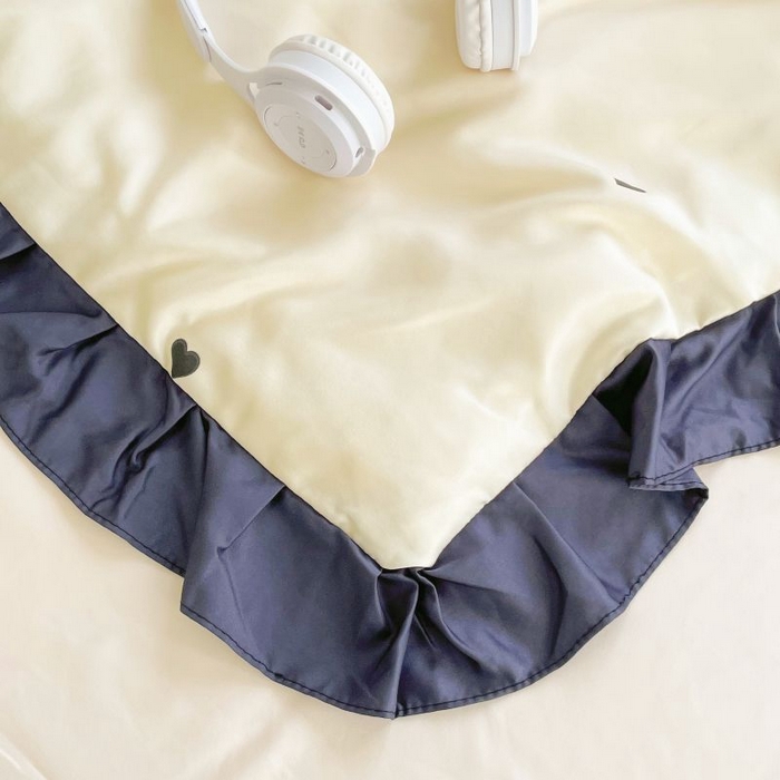 91家纺网 家纺一手货源 找家纺 绣女坊  2025新款水洗天丝夏被四件套 黄色爱心