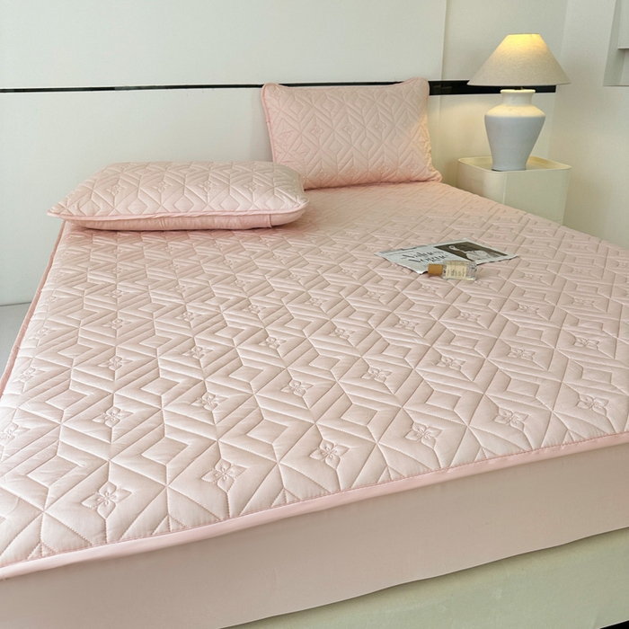 91家纺网 家纺一手货源 找家纺 云雀   2025新款舒适莱赛尔天丝夹棉床笠 菱格床笠-玉粉