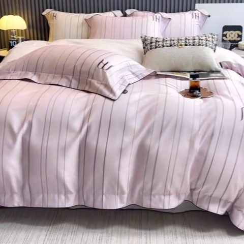 91家纺网 家纺一手货源 找家纺 （总）2025夏季A类天丝棉夹棉床盖床笠四件套全棉纯棉纯色长绒棉真丝保护罩高级感条纹床上用品