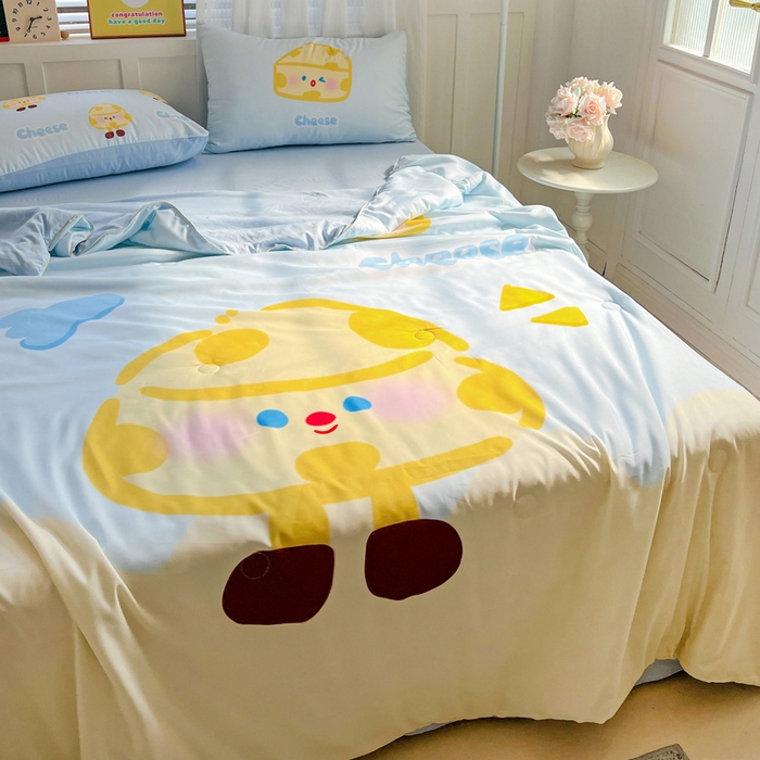 91家纺网 家纺一手货源 找家纺 海岛哥哥 2025新款水洗棉大版卡通夏被 黄油芝士