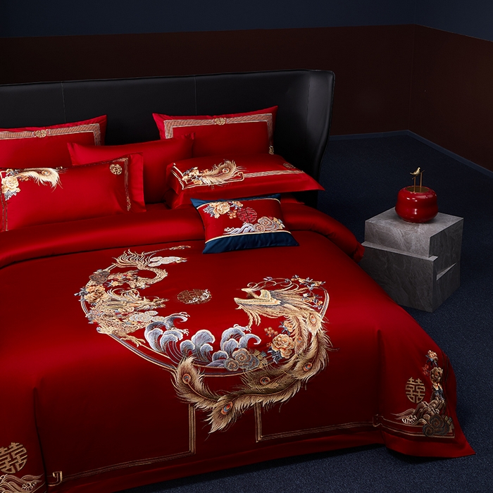 91家纺网 家纺一手货源 找家纺 （总）张公子婚庆馆 2025新款舒适暗纹提花160支长绒棉婚庆四件套系列