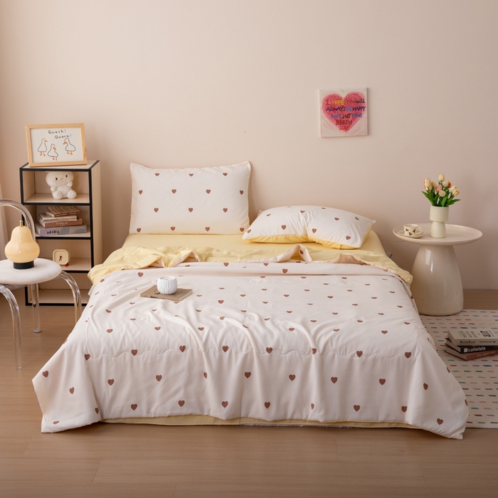 91家纺网 家纺一手货源 找家纺 南北家居 2025新款针织棉双层纱夏被四件套 钟意