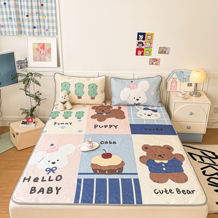 91家纺网 家纺一手货源 找家纺 川悦生活 2025新款大版冰豆豆凉豆豆凉席 小熊的朋友们