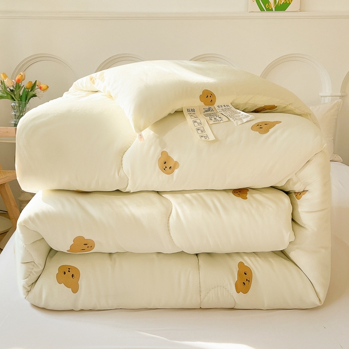 91家纺网 家纺一手货源 找家纺 百花王2025新款原棉大豆被被子被芯 小熊头