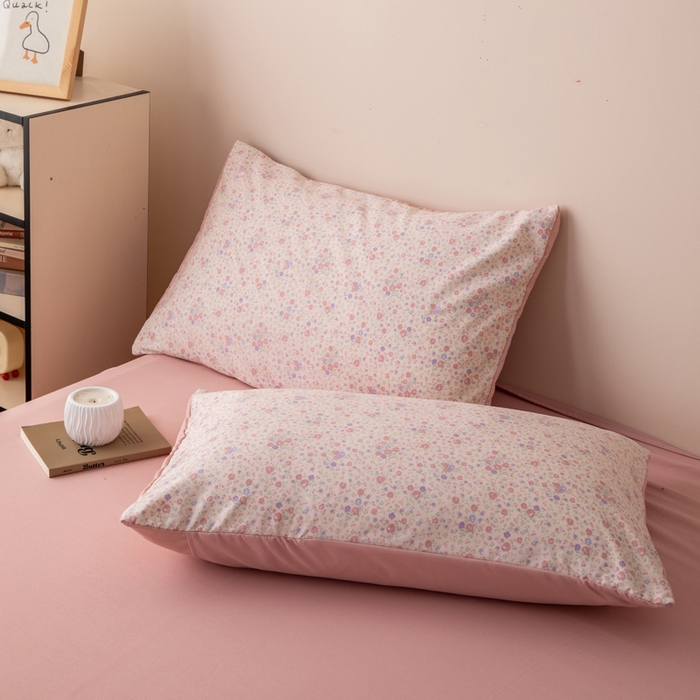 91家纺网 家纺一手货源 找家纺 南北家居 2025新款针织棉双层纱夏被四件套 樱落