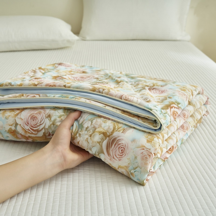 91家纺网 家纺一手货源 找家纺 子由家居 2025新款5D凉感大豆夏被 5D-玫瑰绿