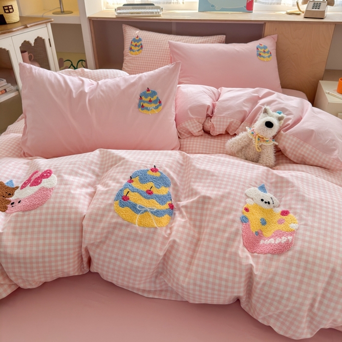 91家纺网 家纺一手货源 找家纺 如意朵2025新款全棉毛巾绣四件套 小甜品