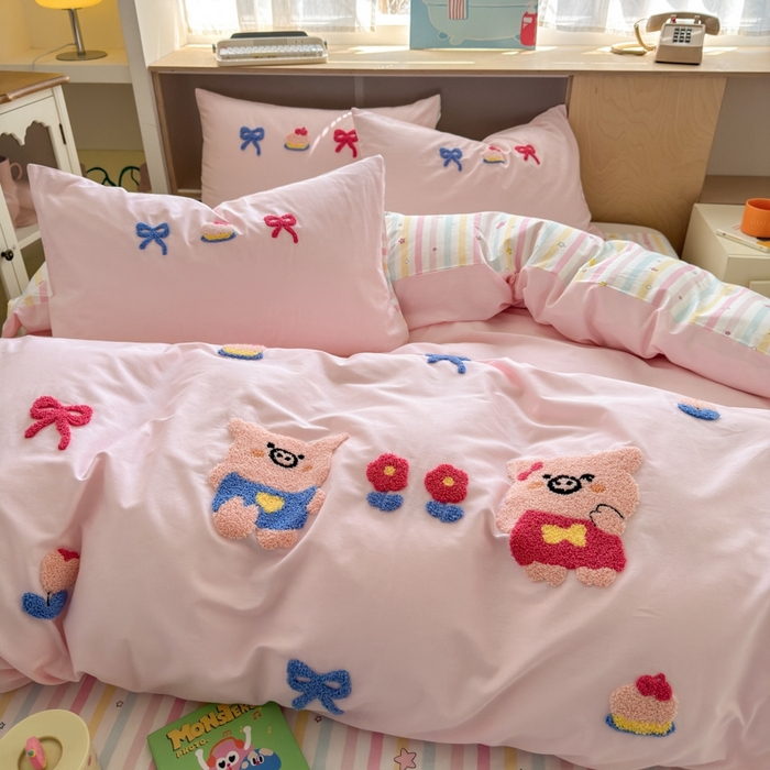 91家纺网 家纺一手货源 找家纺 如意朵2025新款全棉毛巾绣四件套 诸事顺意