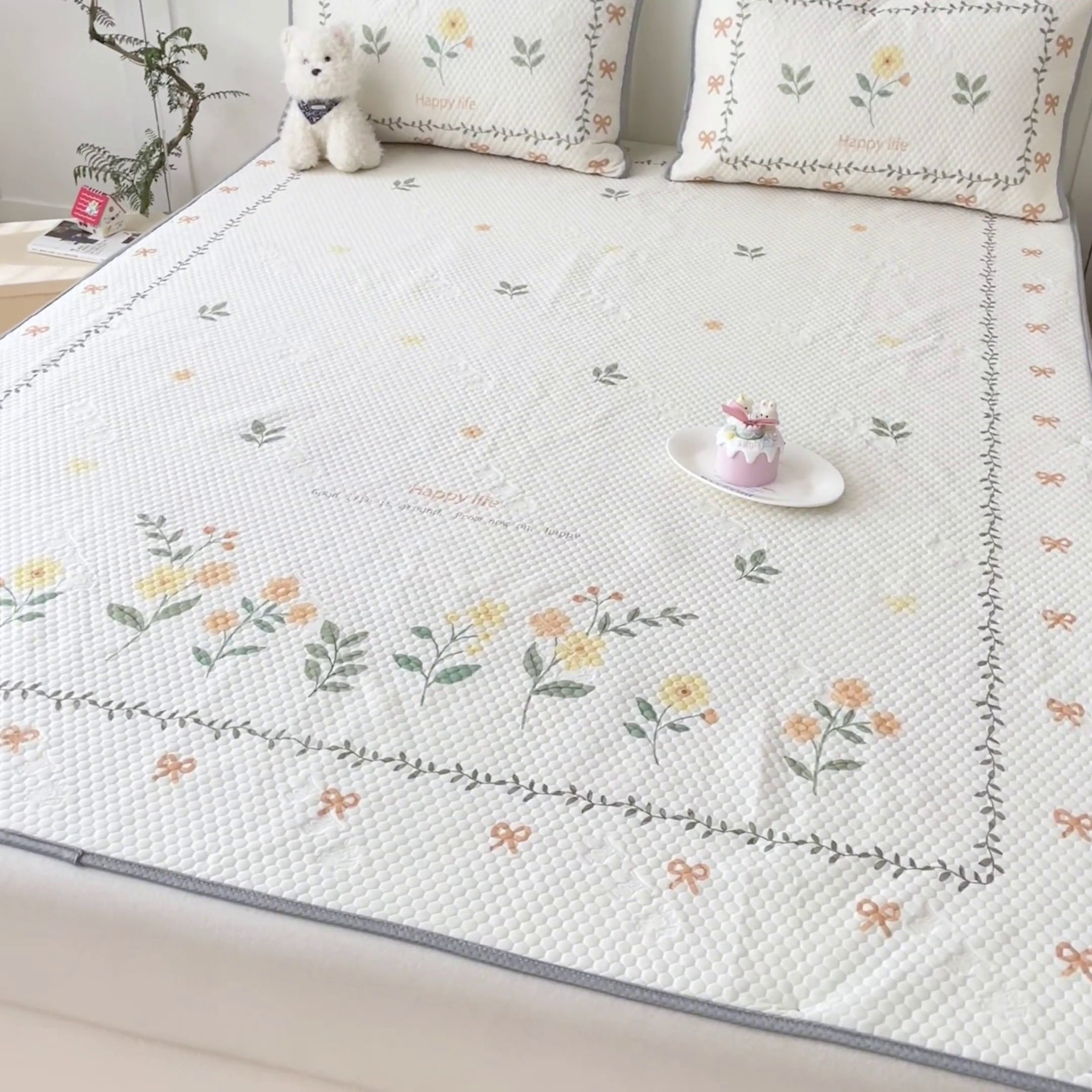 91家纺网 家纺一手货源 找家纺 川悦生活 2025新款大版冰豆豆凉豆豆凉席 春之少女