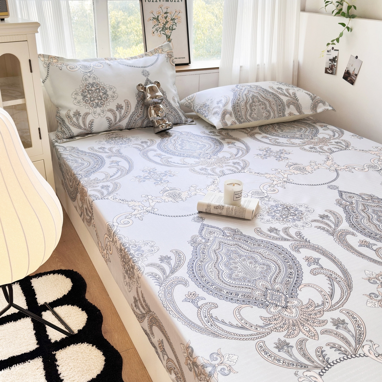 91家纺网 家纺一手货源 找家纺 乐居家纺 2025新款亲肤舒适活性印染水洗冰丝床笠 古色古香