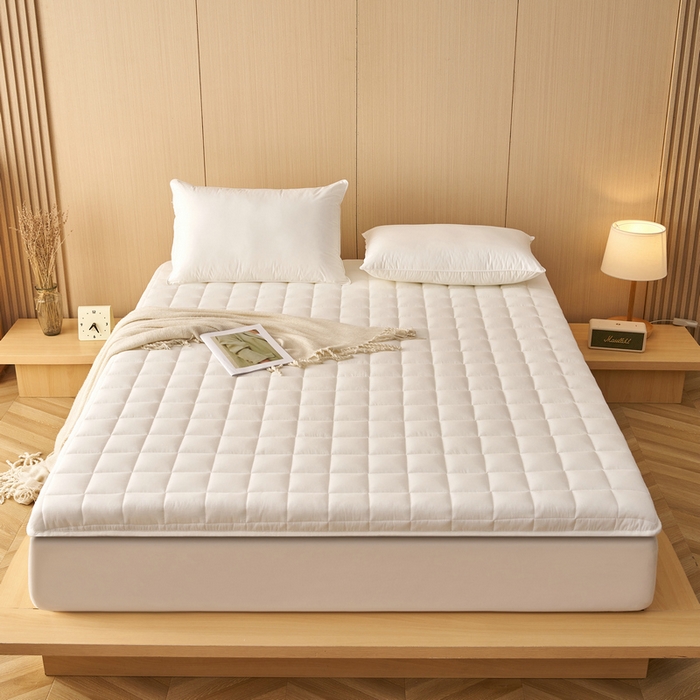 91家纺网 家纺一手货源 找家纺 锦丝钰床垫 2025新款色织水洗棉棉花床垫 白色