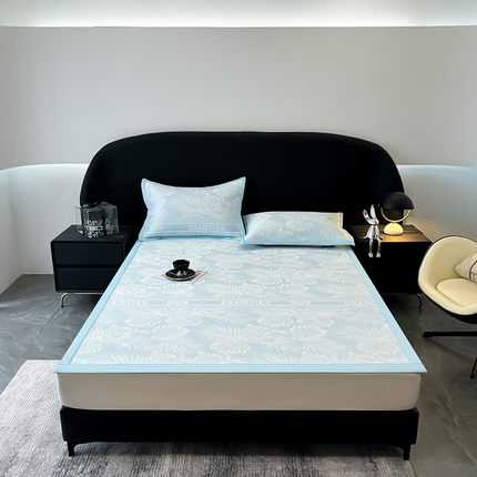 典曼家纺 2025春夏新款PE凉感提花床席床笠凉席席子 迪佩斯-蓝 床席