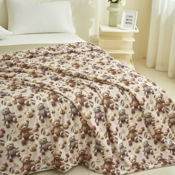 91家纺网 家纺一手货源 找家纺 子由家居 2025新款5D凉感大豆夏被 5D-兔兔熊