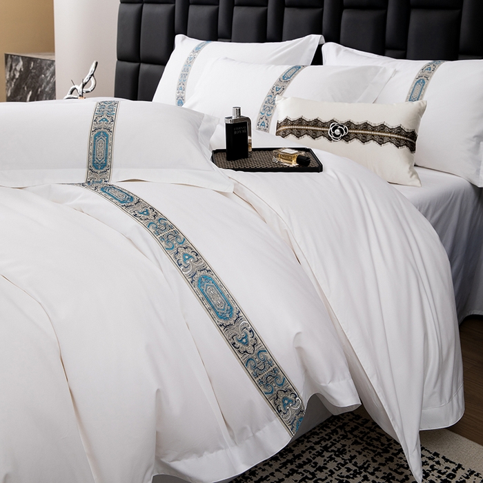 91家纺网 家纺一手货源 找家纺 （总）优必恩 2025新款高支高密民宿酒店织带款四件套套件