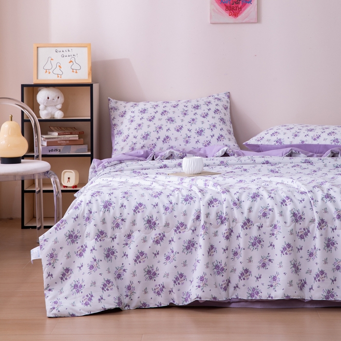 91家纺网 家纺一手货源 找家纺 南北家居 2025新款针织棉双层纱夏被四件套 芬芳物语