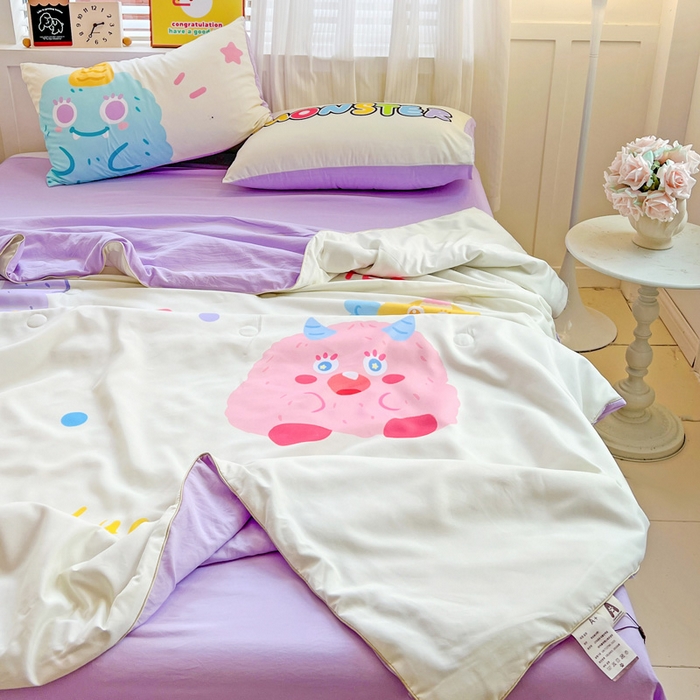 91家纺网 家纺一手货源 找家纺 海岛哥哥 2025新款水洗棉大版卡通夏被 幸运小乖